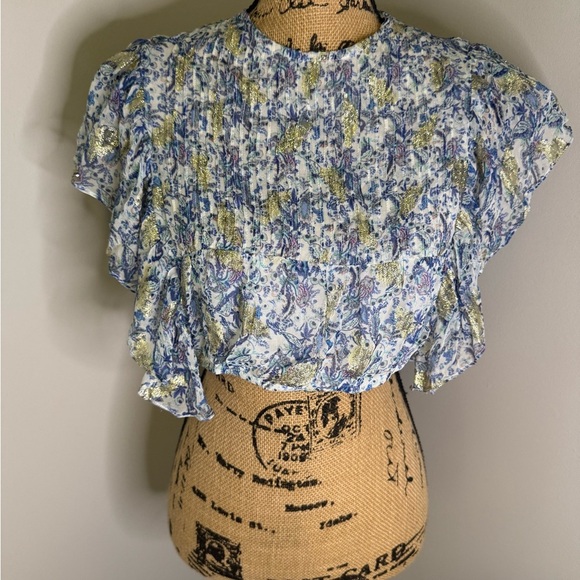 Rococo Sand Blue and White Floral Blouse - Picture 11 of 13